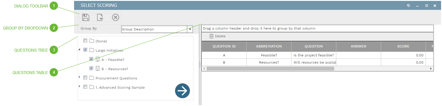 Select Scoring Dialog