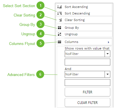 Table Header Context Menu