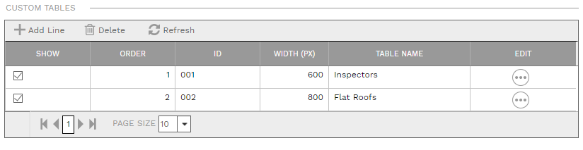 8. CUSTOM TABLES SECTIONS