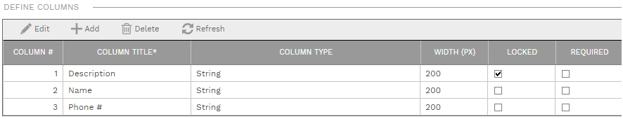 3. DEFINE COLUMNS TABLE