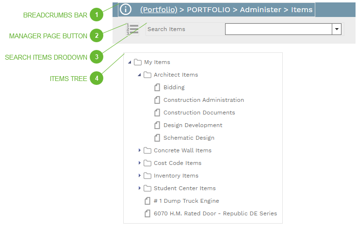 Items Tree View Page