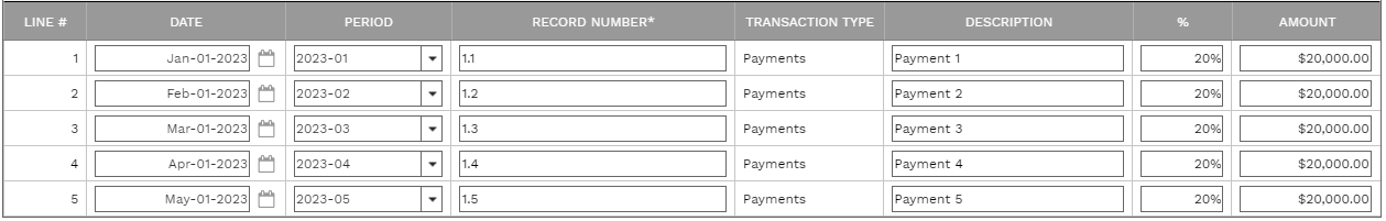 5. PAYMENTS TABLE