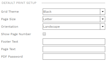 2. DEFAULT PRINT SETUP FIELDS