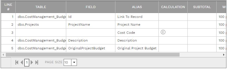 3. FIELDS TABLE