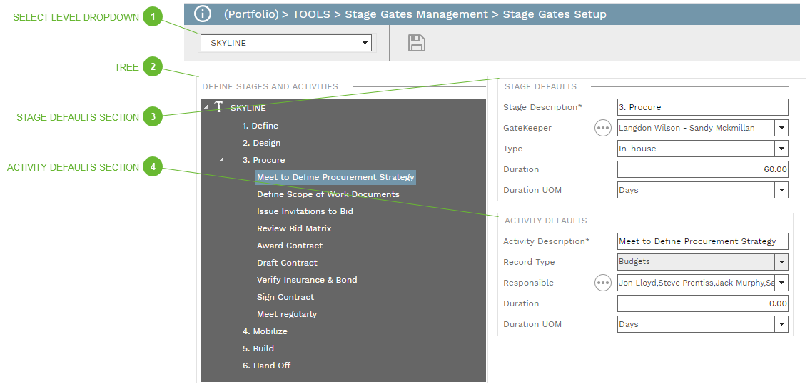 Stage Gates Setup