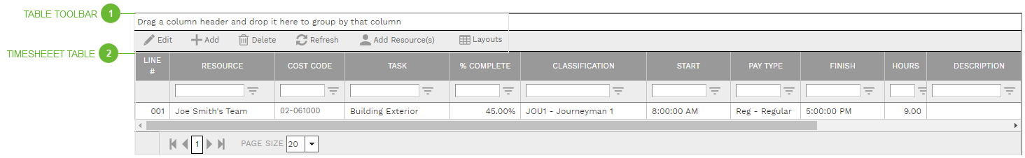 Timesheet Tab