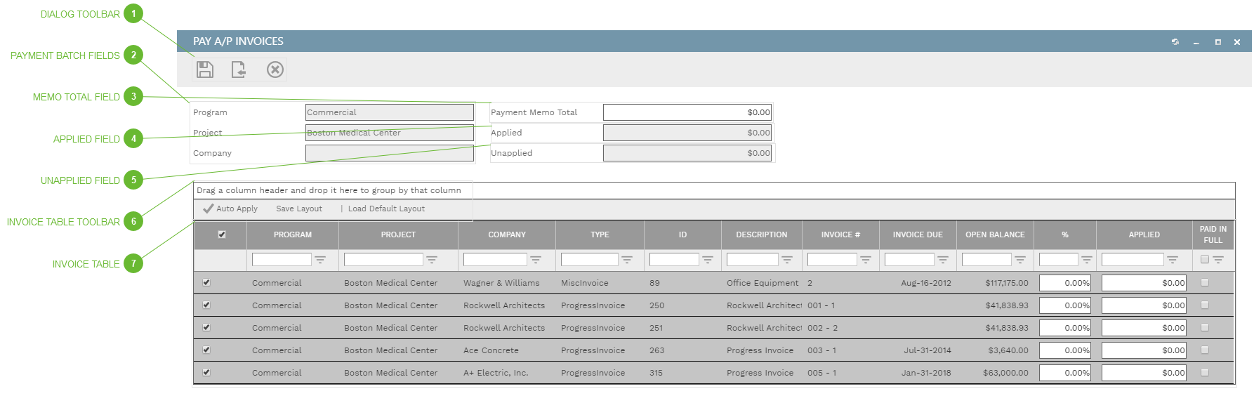 Pay Invoices Dialog