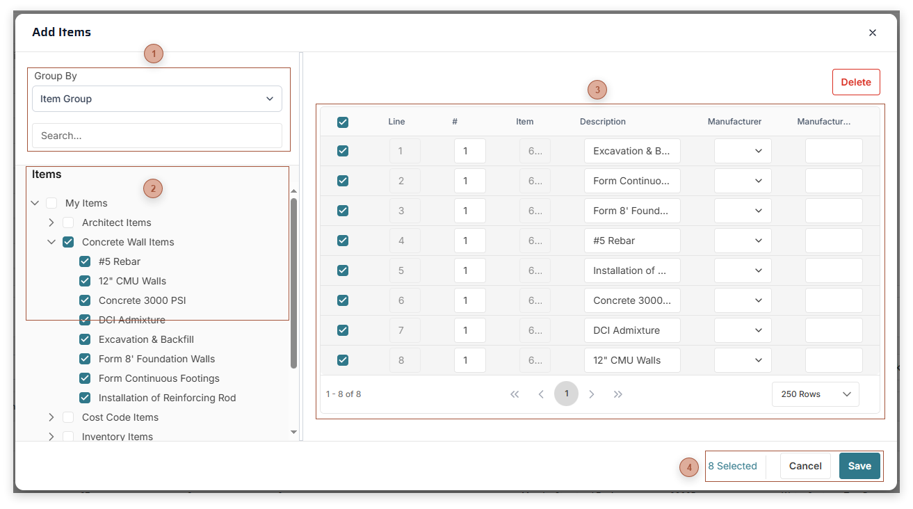 Add Items Dialog - Forms