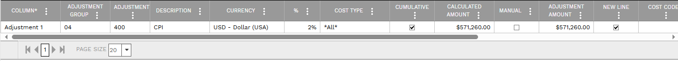 2. ADJUSTMENTS TAB TABLE