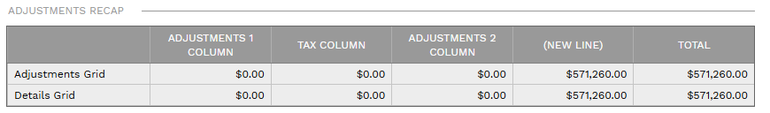 3. ADJUSTMENTS TAB RECAP SECTION