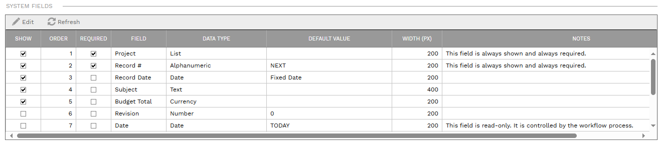 4. SYSTEM FIELDS SECTION