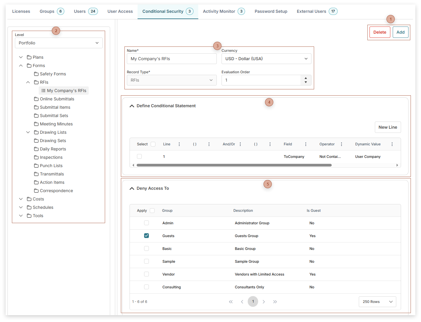 Conditional Security Tab