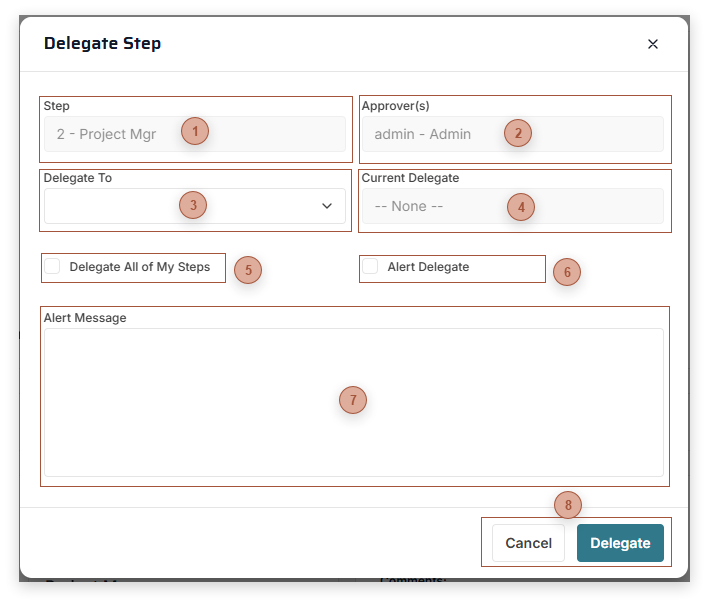 Delegate Step Dialog