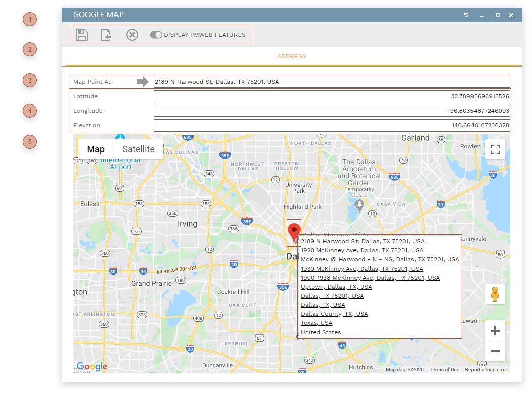 Google Address Dialog