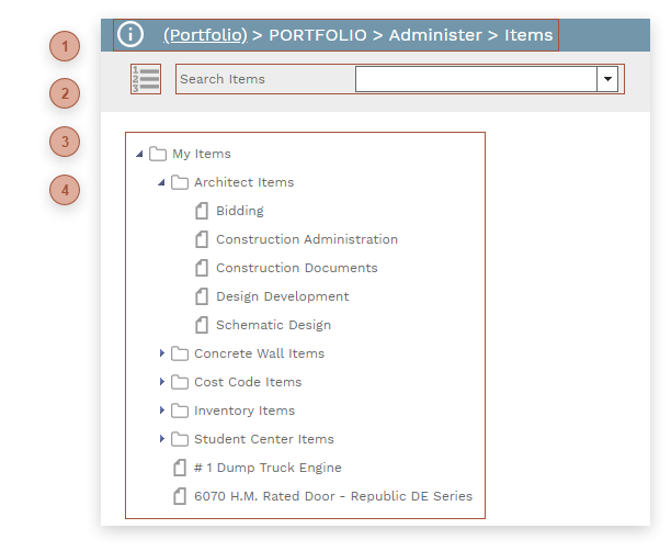 Items Tree View Page