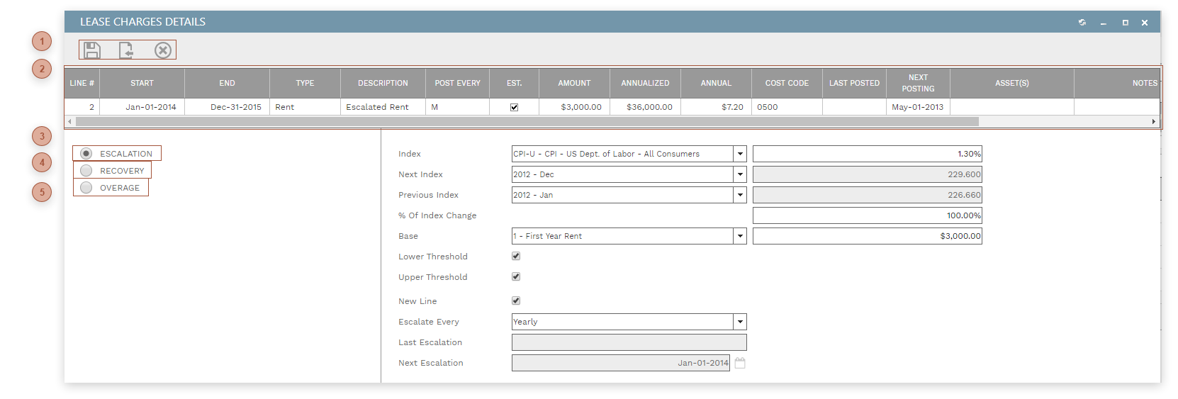 Lease Charges Details Dialog