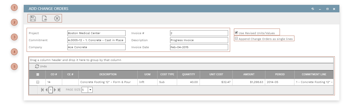 Link Change Orders Dialog
