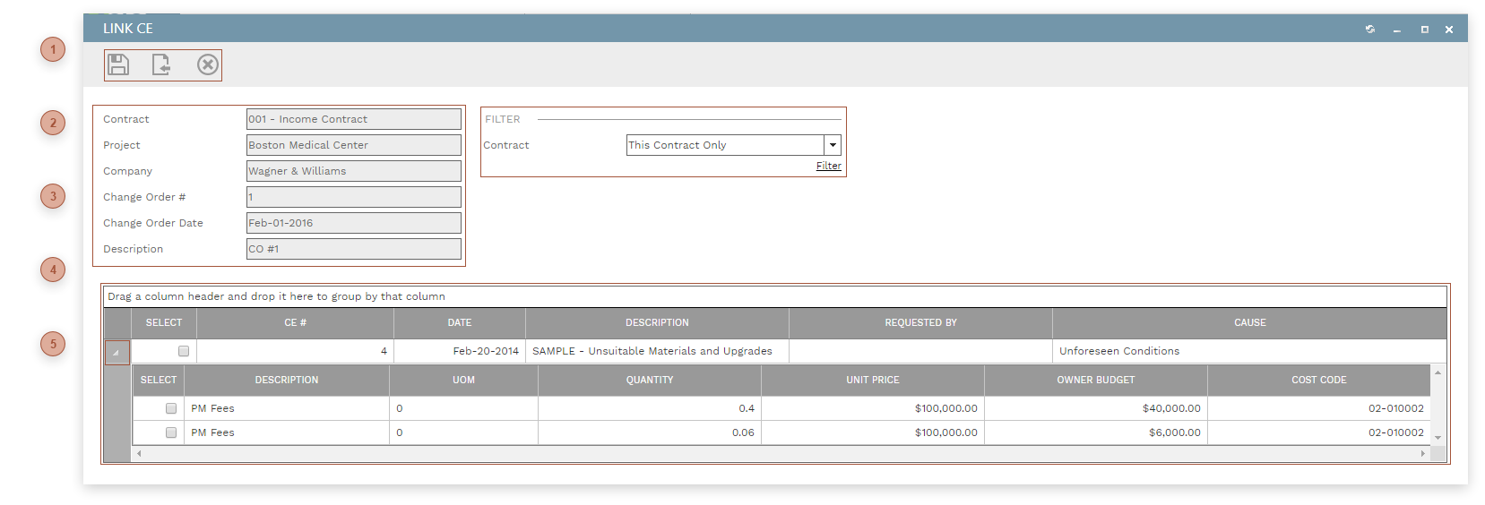 Link Online Change Requests Dialog