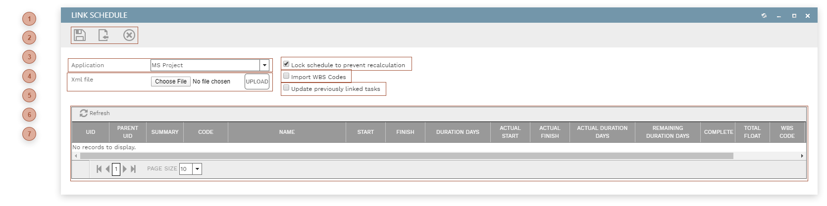 Link Schedule Dialog