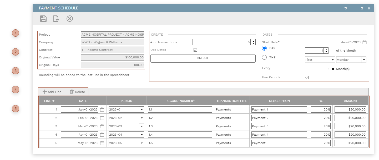 Payment Schedule Dialog