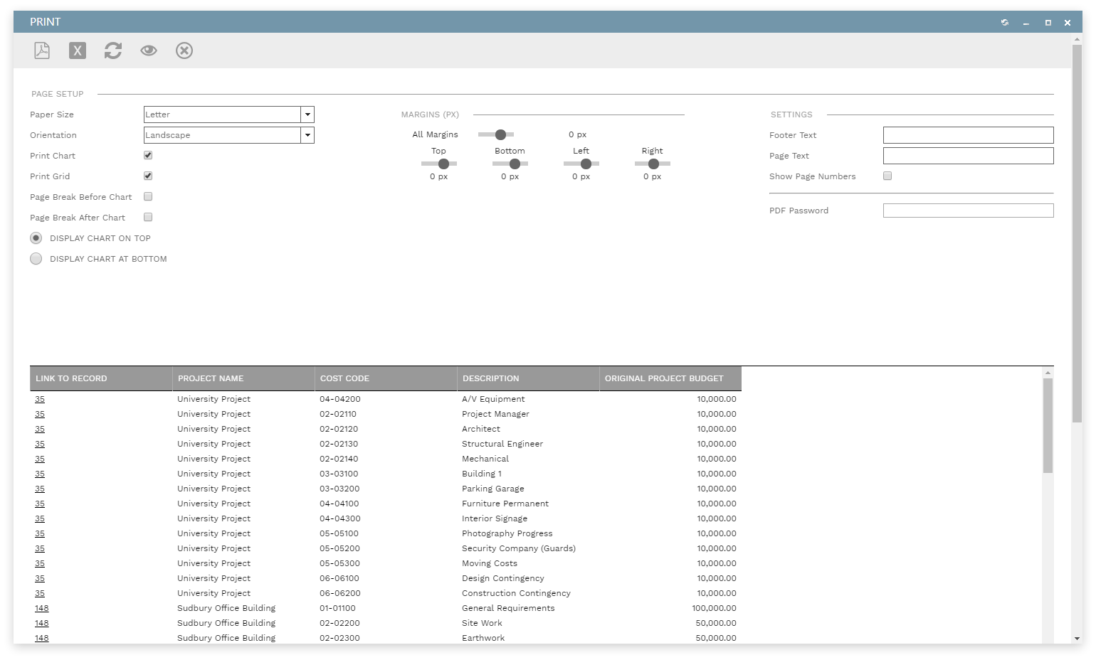 PMWeb Reports Preview Dialog