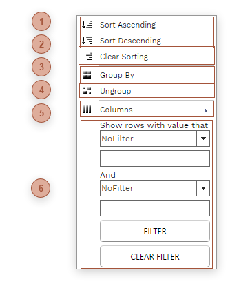 Table Header Context Menu