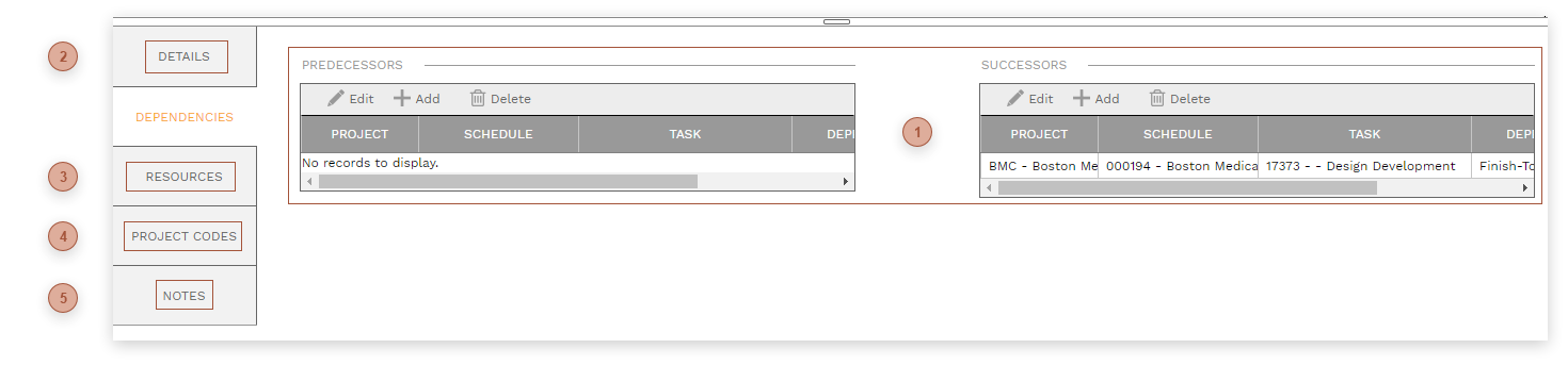 Task Dependencies Tab