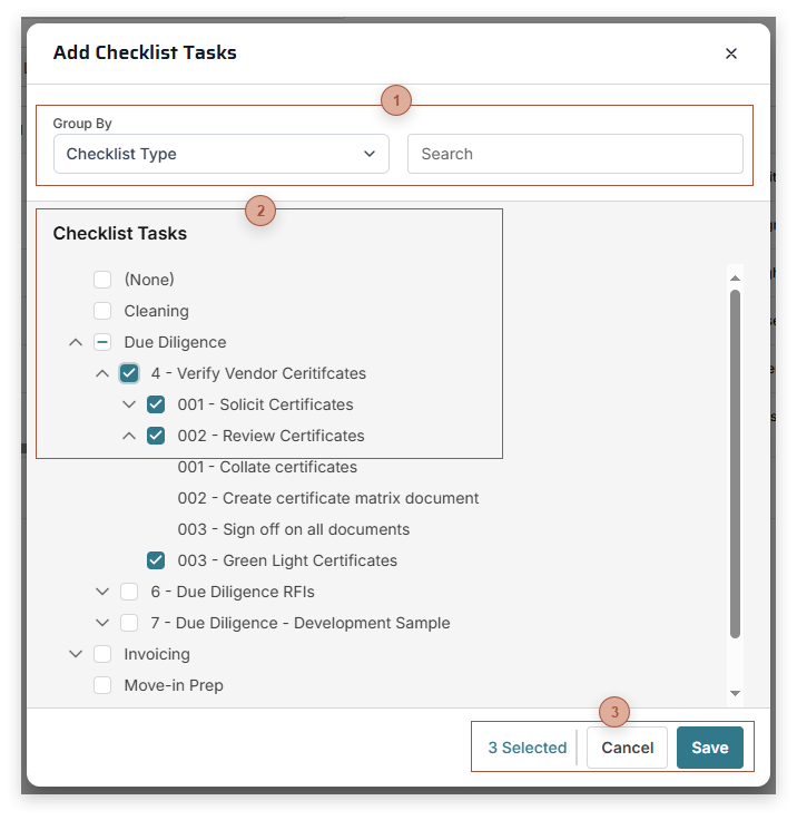 Tasks Dialog (Checklists)